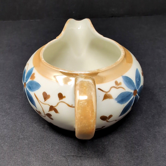 VTG Celebrate German Lusterware Cream And Sugar Peach/Blue Porcelain Germany - Picture 3 of 16